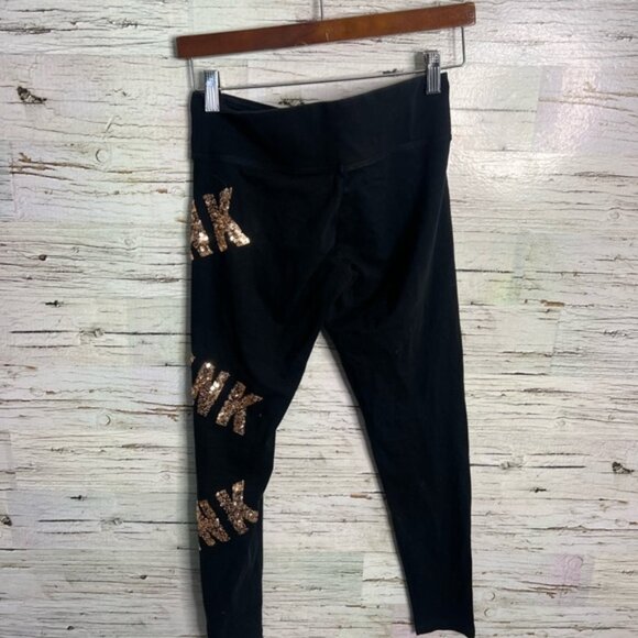 Victoria's Secret PINK Black Leggings with Gold Sequins - Picture 6 of 9